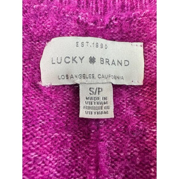Lucky Brand Womens V-Neck Long Sleeve Pullover Casual Sweater Size SP Magenta - Picture 3 of 8